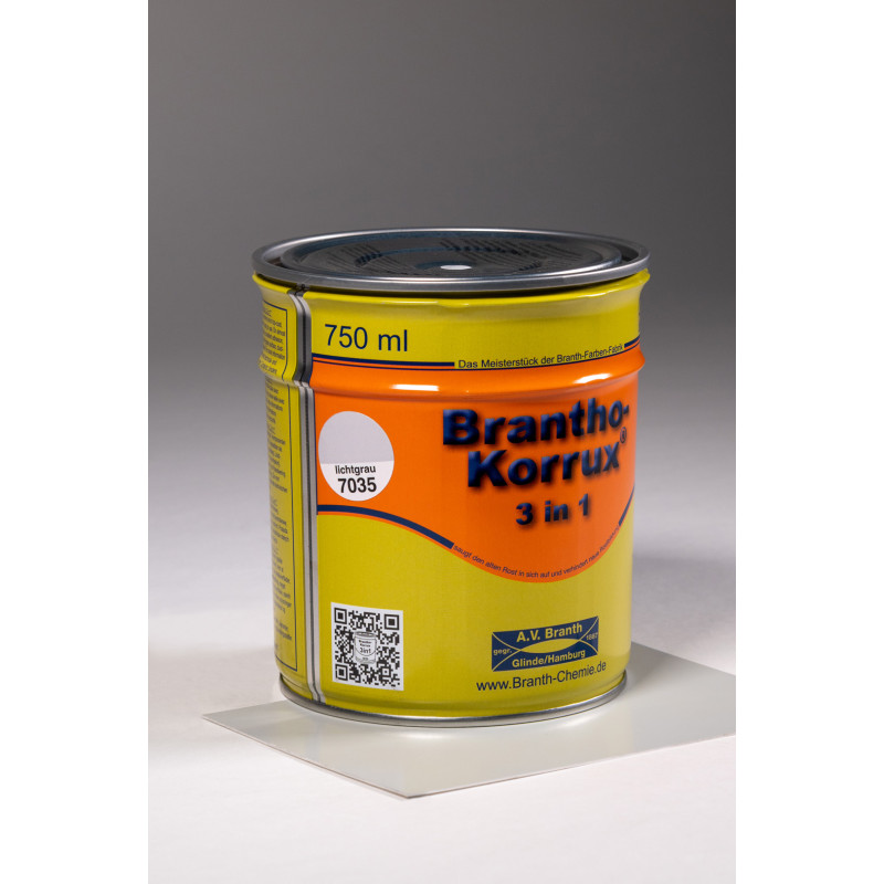 Vienkomponenta pārklājums metāla aizsardzībai pret koroziju Brantho-Korrux 3in1, 7035 (Light grey), A.V. Branth
