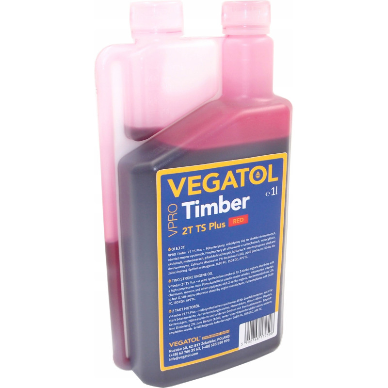 Divtaktu eļļa ar dozatoru, sarkanā 1l, Vegatol
